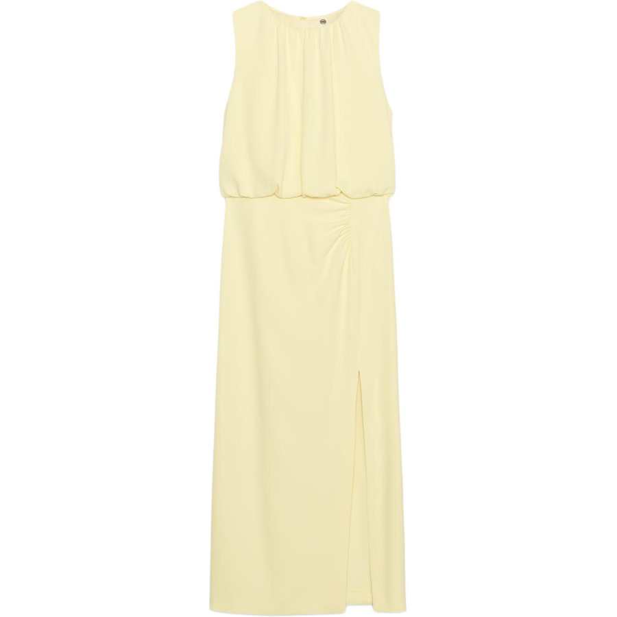 ZARA Sleeveless Dresses Women's Yellow Crew Neck Moderate Long Skirt