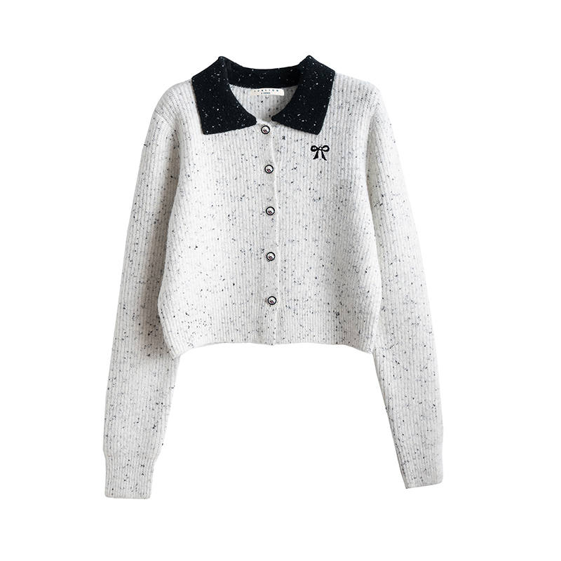 Tonlion Knitwear Women's White Tone Lapel Moderate
