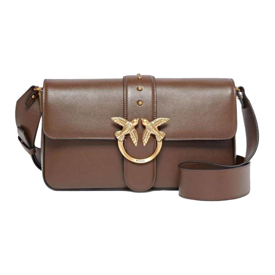 PINKO Cow Leather Crossbody Bags Medium Women's Brown