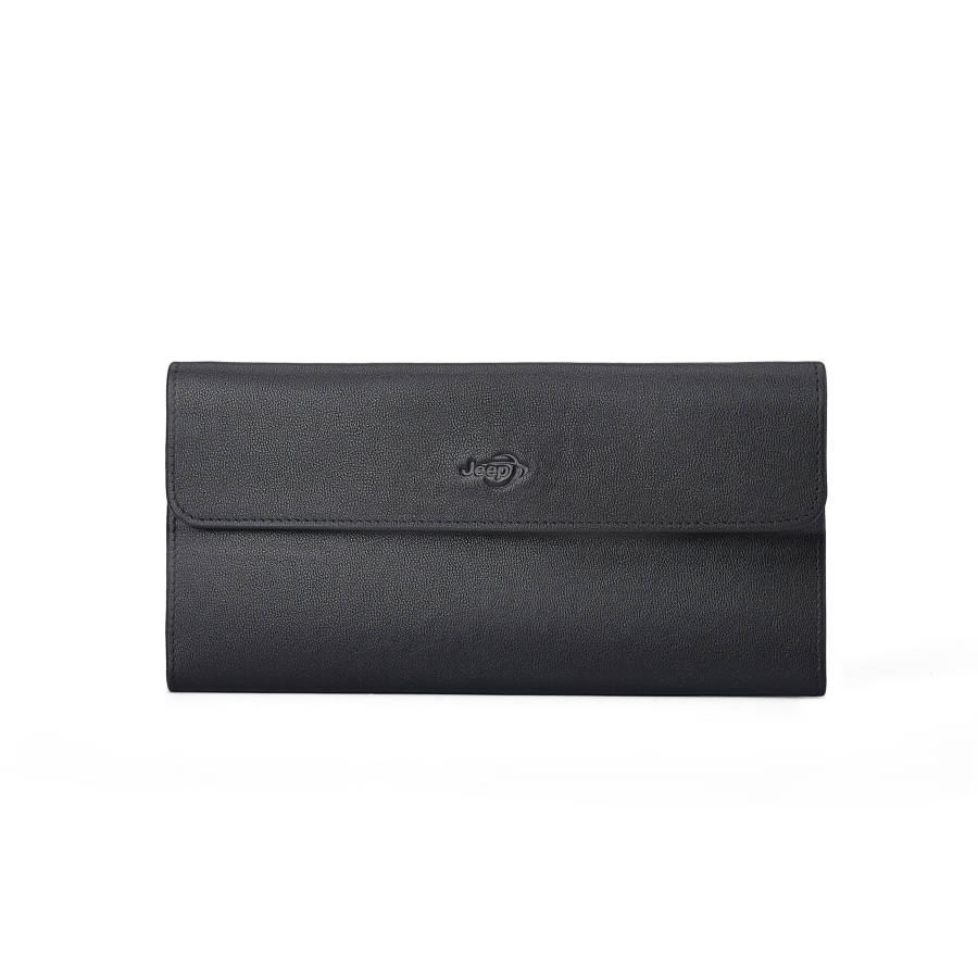 Jeep Top Grain Cow Leather Wallet Men's Black/Gray Green