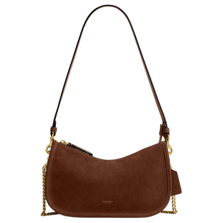 COACH Waverly Cow Split Leather Crossbody Bag, Shoulder Bag Medium Women's Warm Brown