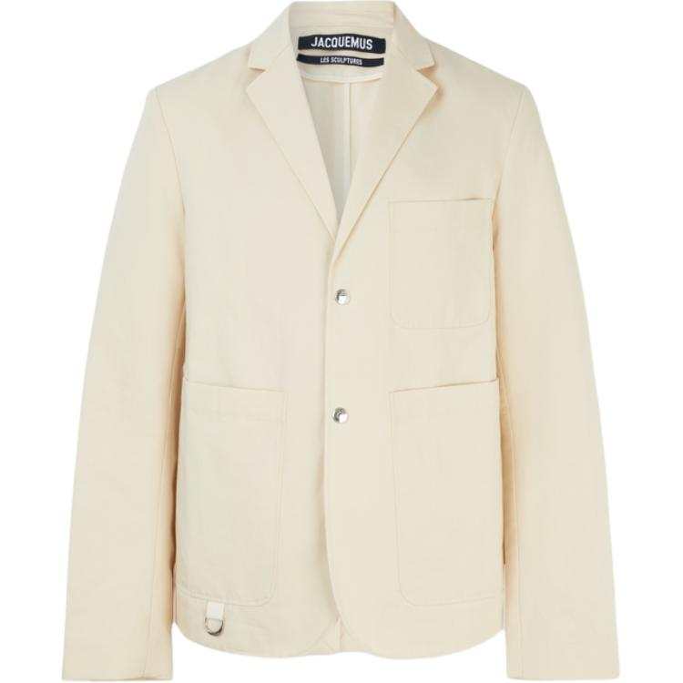 Jacquemus Business Suits Men's Light Yellow Suit Collar Moderate Straight Fit