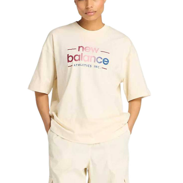 New Balance New Balance T Shirts Women's Beige Crew Neck Moderate Straight Fit