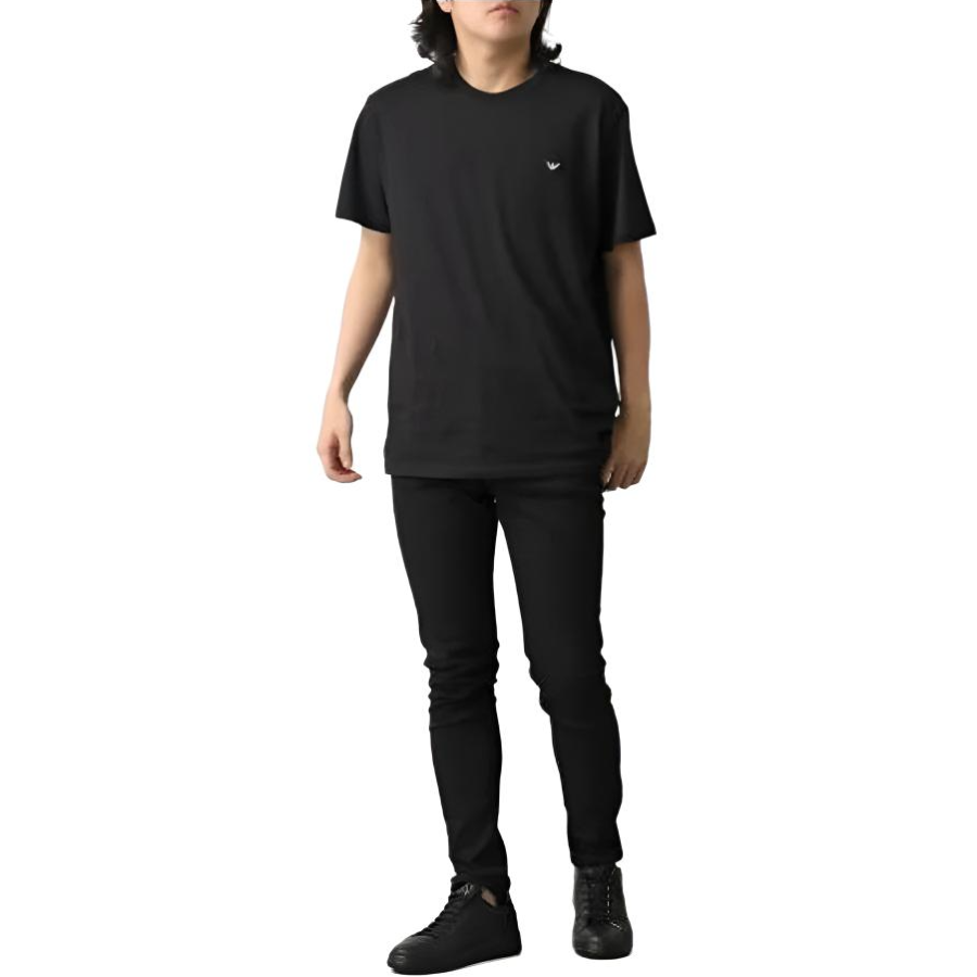 EMPORIO ARMANI T Shirts Men's Black Crew Neck Moderate Straight Fit