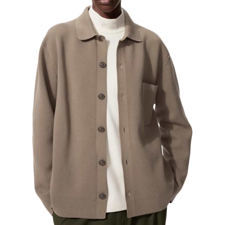 UNIQLO Knitwear Men's Beige Lapel Moderate Other