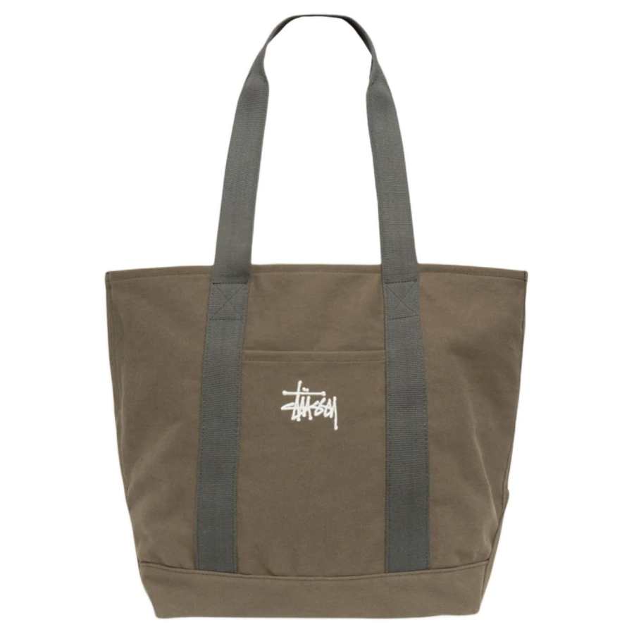 Stussy Cotton Tote Bag, Shopping Bag, Shoulder Bag Extra Large Men's Green
