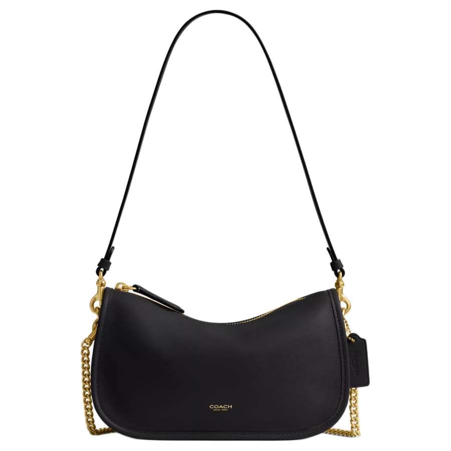 COACH Waverly Cow Leather Crossbody Bag, Shoulder Bag Medium Women's Black