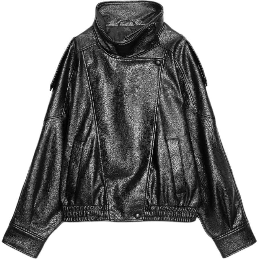 ZARA Jackets Women's Black Stand Collar Moderate