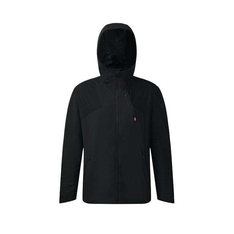 FILA Fitness Jackets Men's Pitch Black Hooded Non Detachable Moderate Straight Fit