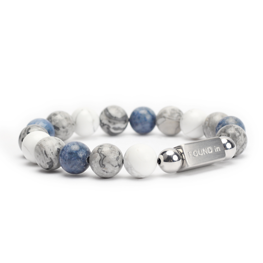 FOUNDIN FOUNDIN White Turquoise Map Stone Beaded Bracelets Unisex