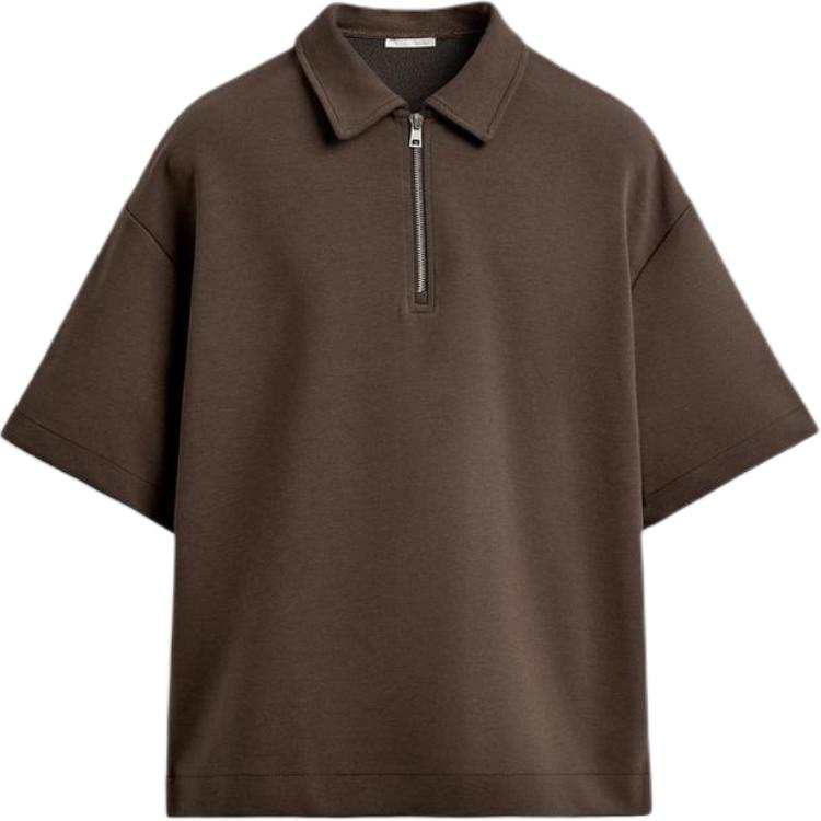 ZARA Polo Shirts Men's Chocolate Lapel Moderate Straight Fit