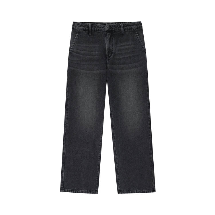 Nice Rice Nice Rice Jeans Unisex Washed Black Thickened Straight Fit Pants