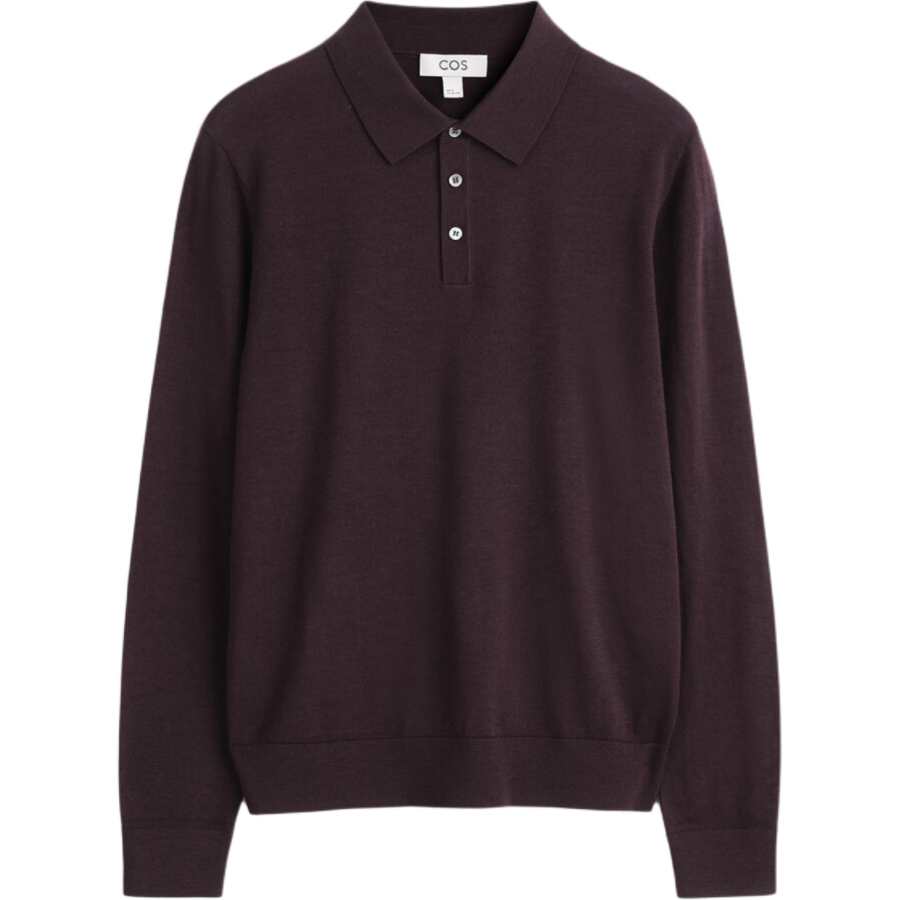 COS Polo Shirts Men's Burgundy Lapel Moderate
