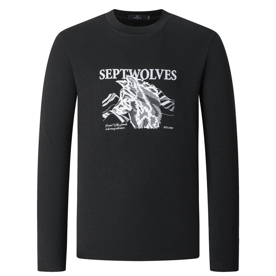 SEPTWOLVES T Shirts Men's Crew Neck Moderate Straight Fit