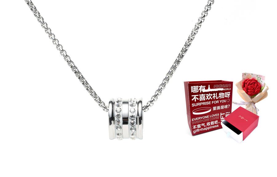 DAP DAP Stainless Steel Diamond Necklaces Unisex Silver