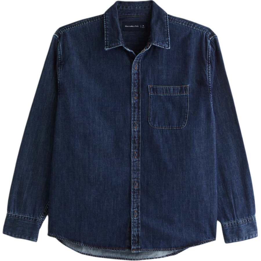 Abercrombie&Fitch Shirts Men's Dark Blue Lapel Moderate Denim