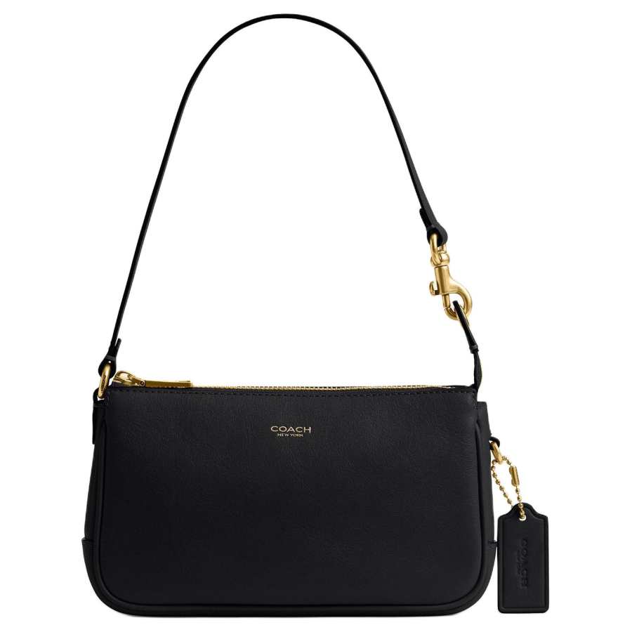 COACH Plaza Cow Leather Handheld Shoulder Bag Small Women's Black