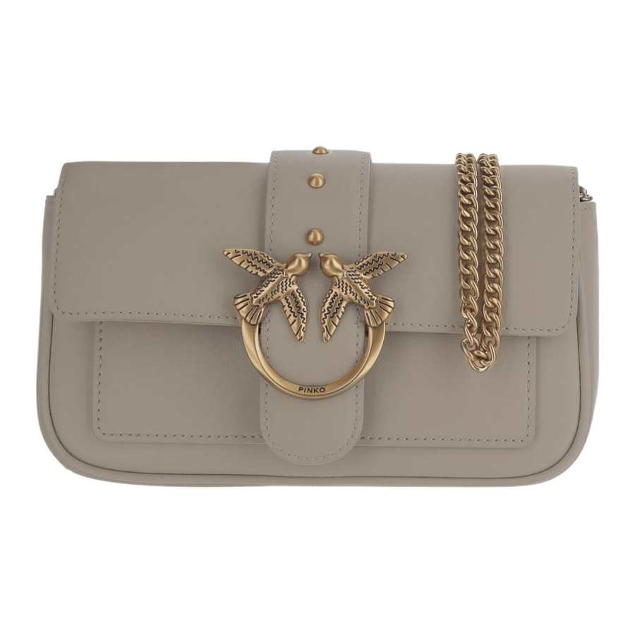 PINKO LOVE Leather Shoulder Bag Women's Umber