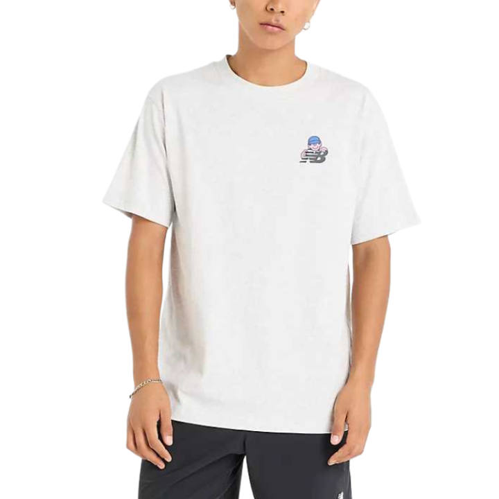 New Balance New Balance T Shirts Men's White Crew Neck Moderate Straight Fit