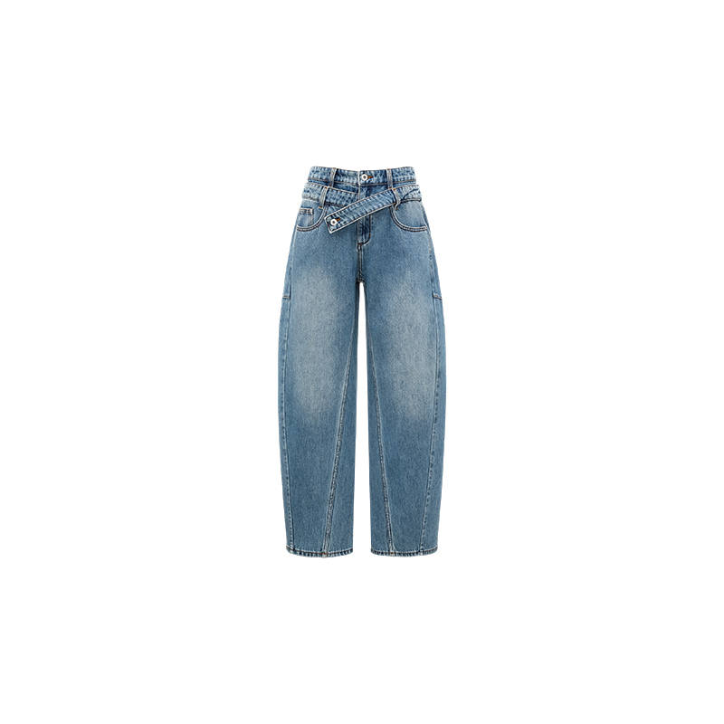 Feng Chen Wang Jeans Women's Blue Moderate Straight Fit Pants