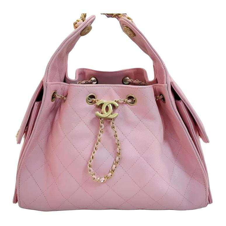CHANEL 25Bag Grain Calfskin & Gold Metal Hippy Bag Shoulder Bag Small Women's Light Pink Red
