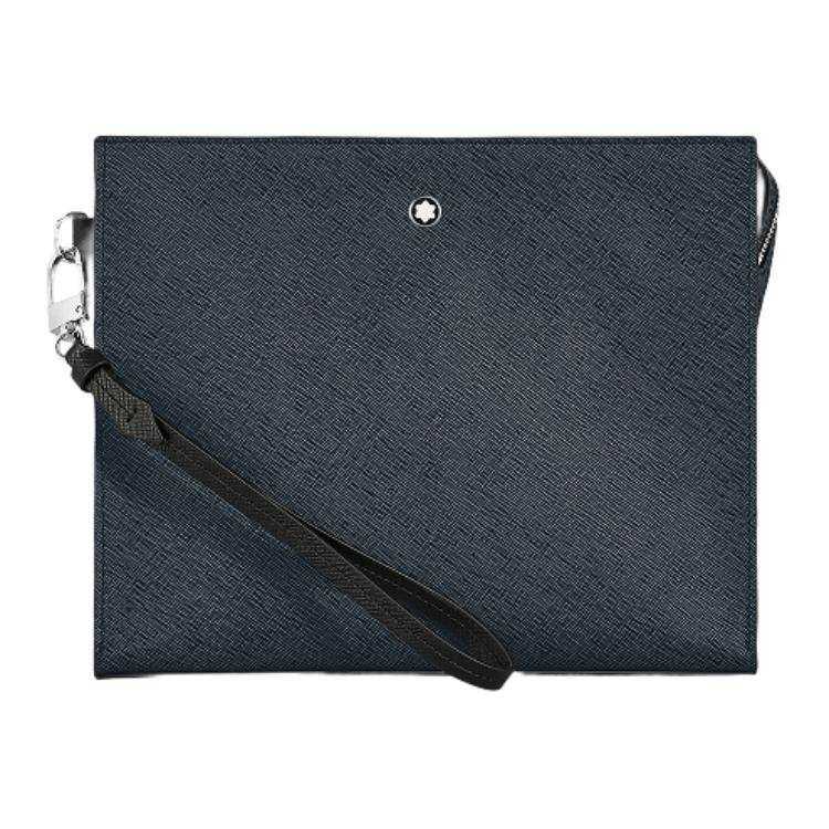 MONTBLANC MONTBLANC Leather Clutch Men's Ink Blue