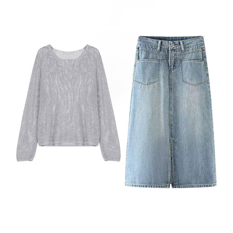 MARIE·COCO Two Piece Skirt Sets Women's Top+Skirt Crew Neck Moderate Long