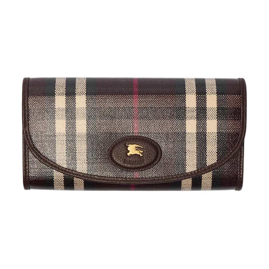 Burberry Highlands Cotton Wallet Women's Dark Red Wood Color