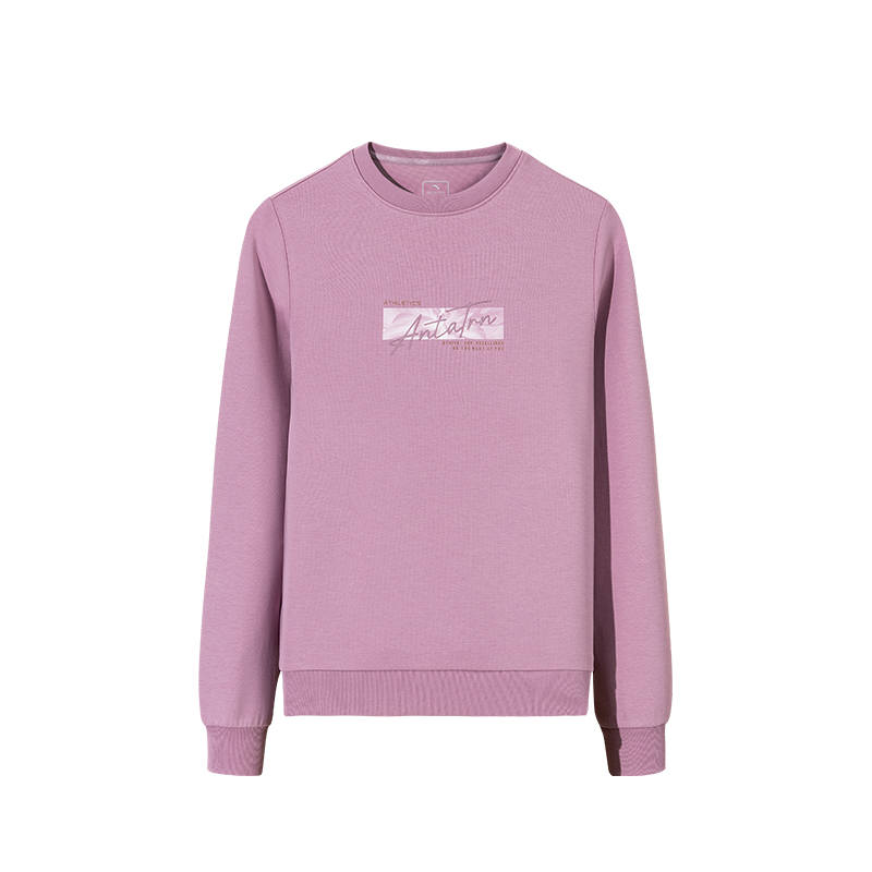 ANTA Sweatshirts Women's Rose Purple Pink Crew Neck Moderate Regular