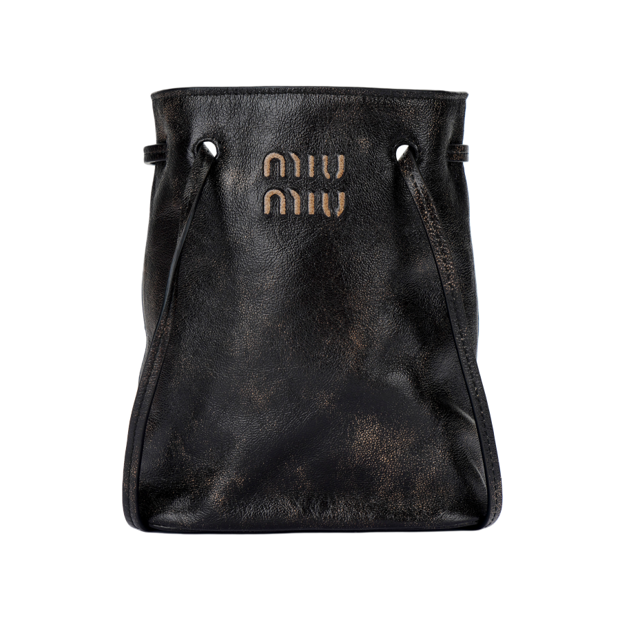 MIU MIU Nappa Leather Mini Bucket Bag Shoulder Bag Women's Brown