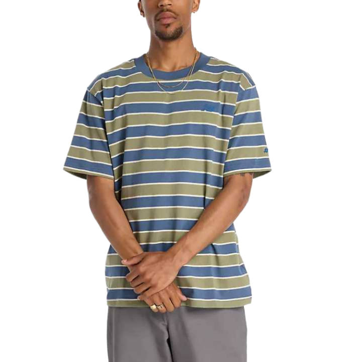 New Balance New Balance T Shirts Men's Blue Crew Neck Moderate Straight Fit