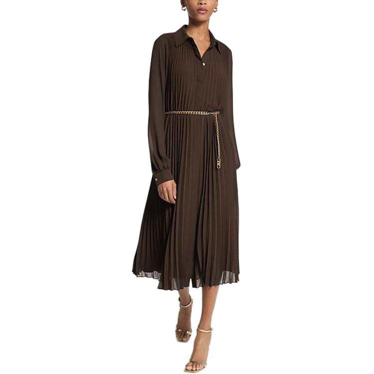 MICHAEL KORS Long Sleeved Dress Women's Metal Belt Included