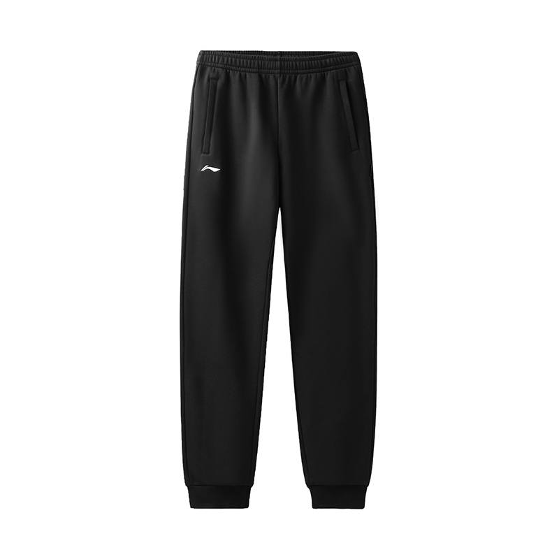 Li-Ning Li Ning Solid Color Elastic Quick Dry Casual Straight Fit Fleece Lined Pants With Elastic Cuff Knitted Sweatpants Men's