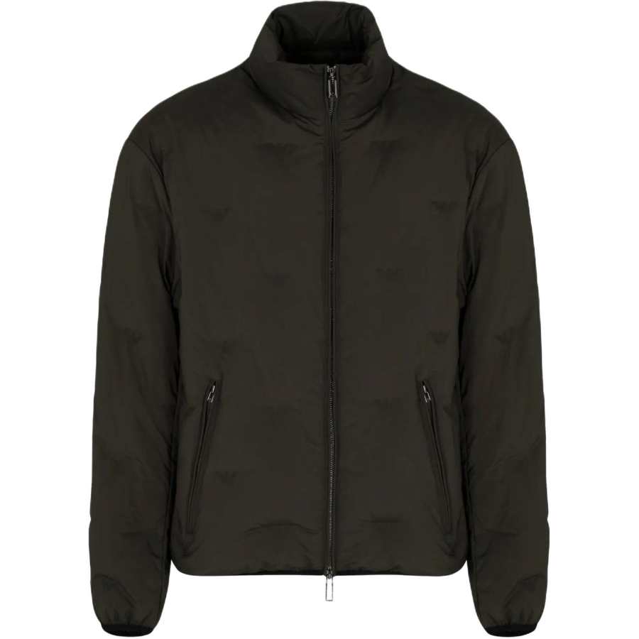 EMPORIO ARMANI Inlaid All Over Micro Eagles Full Zip Down Jacket