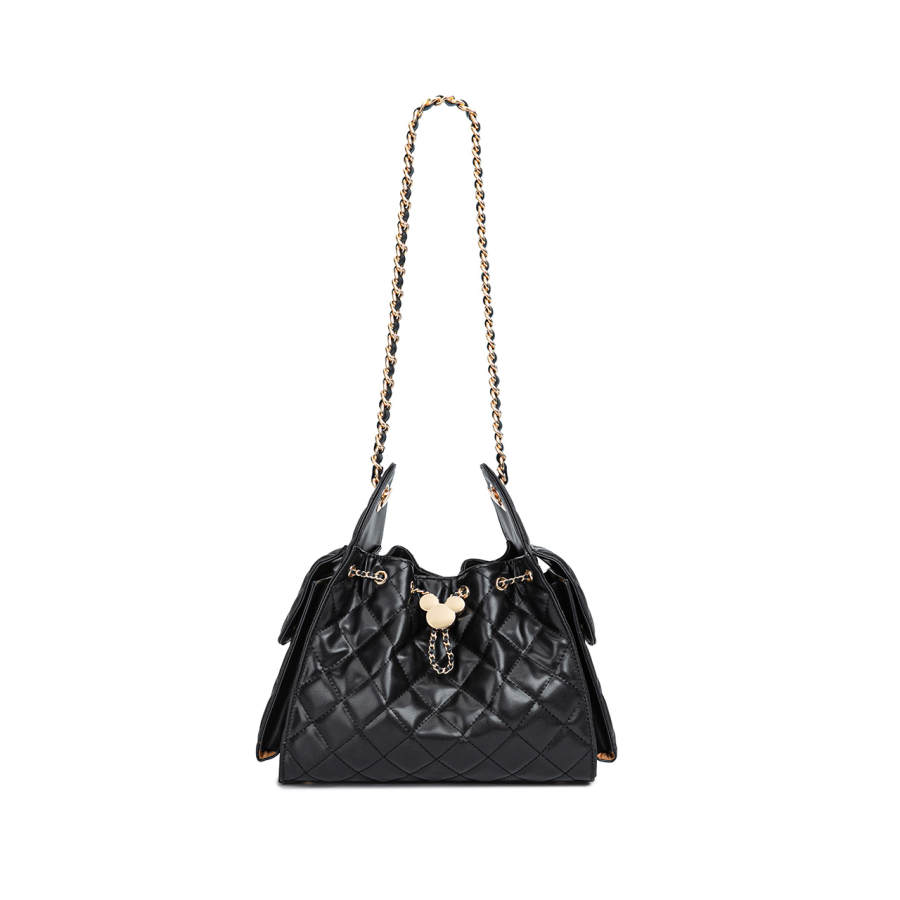 Disney Mickey Mouse Synthetic Leather Shoulder Bag Regular Women's Black/Pink