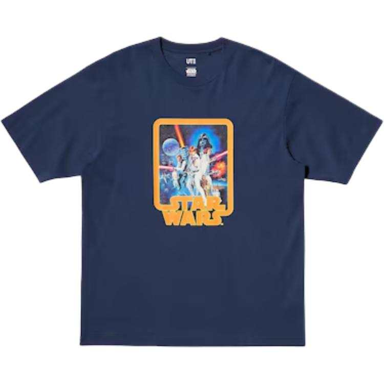 UNIQLO T Shirts Unisex Marine Blue Crew Neck