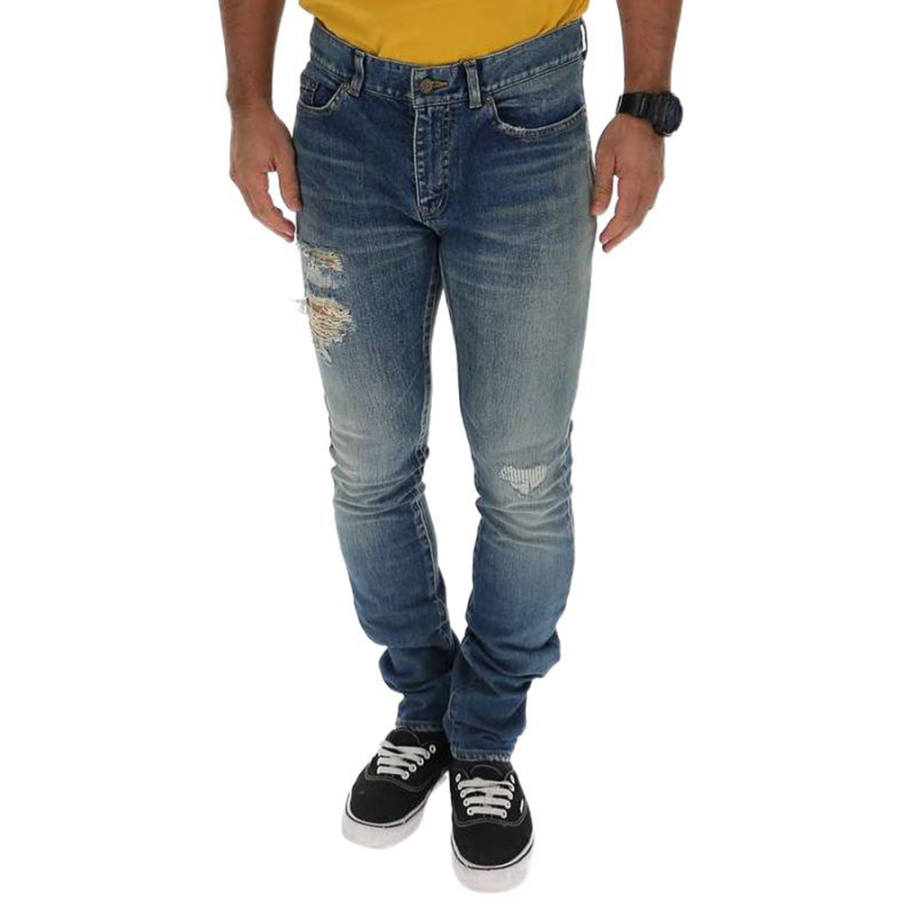 SAINT LAURENT Jeans Men's Blue Moderate Straight Fit Pants