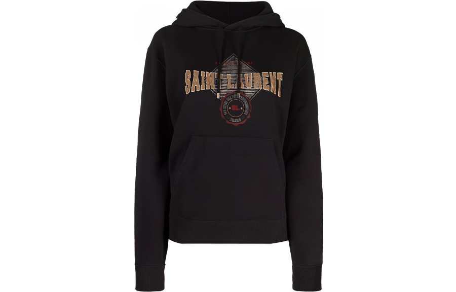 SAINT LAURENT Logo Detailed Drawstring Hoodie