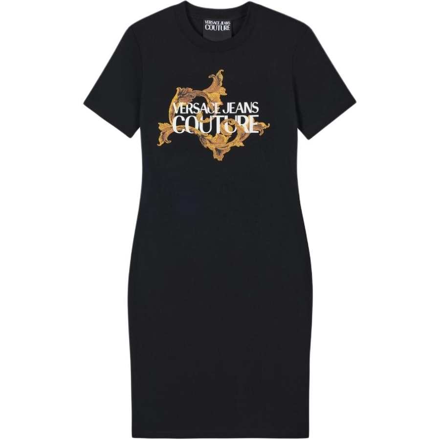 Versace Jeans Couture Logo-Printed Crewneck Midi Dress