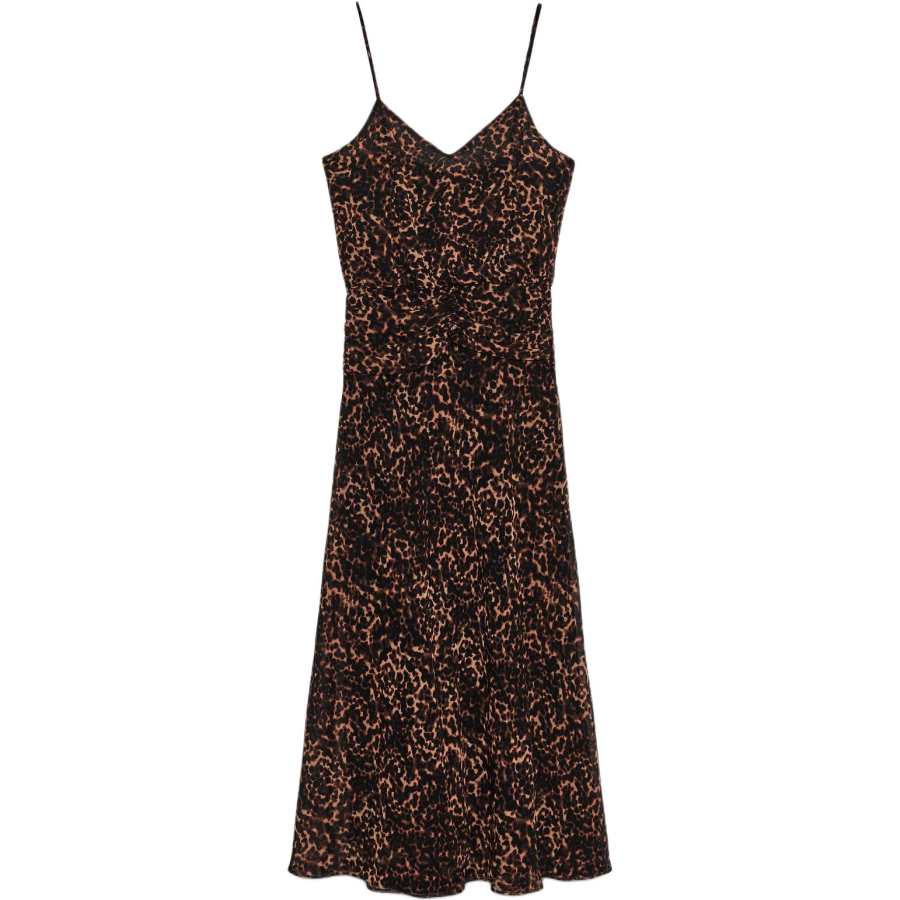 ZARA Slip Dresses Women's Leopard Print V Neck Moderate