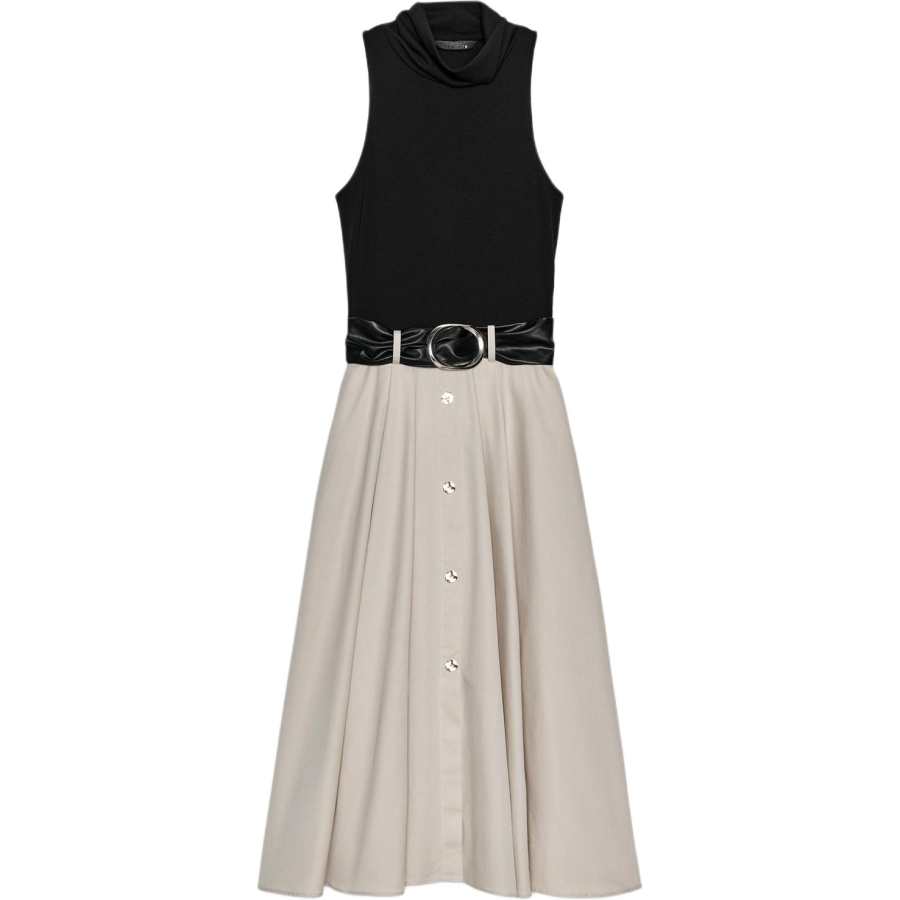 ZARA Sleeveless Dresses Women's Nude/Black Stand Collar Moderate