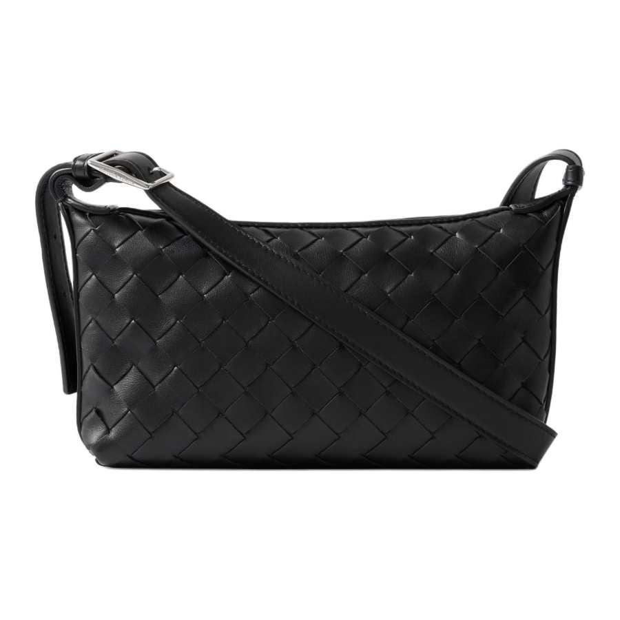 Bottega Veneta Intrecciato Cow Leather Cell Phone Pouch, Shoulder Bag, Crossbody Bag Men's Black