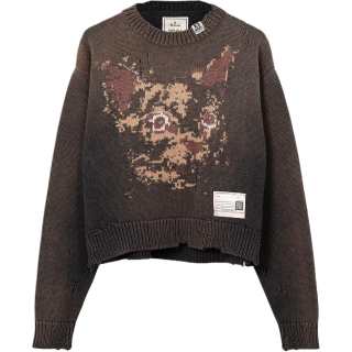 Maison Mihara Yasuhiro cat-face distressed knitted sweater