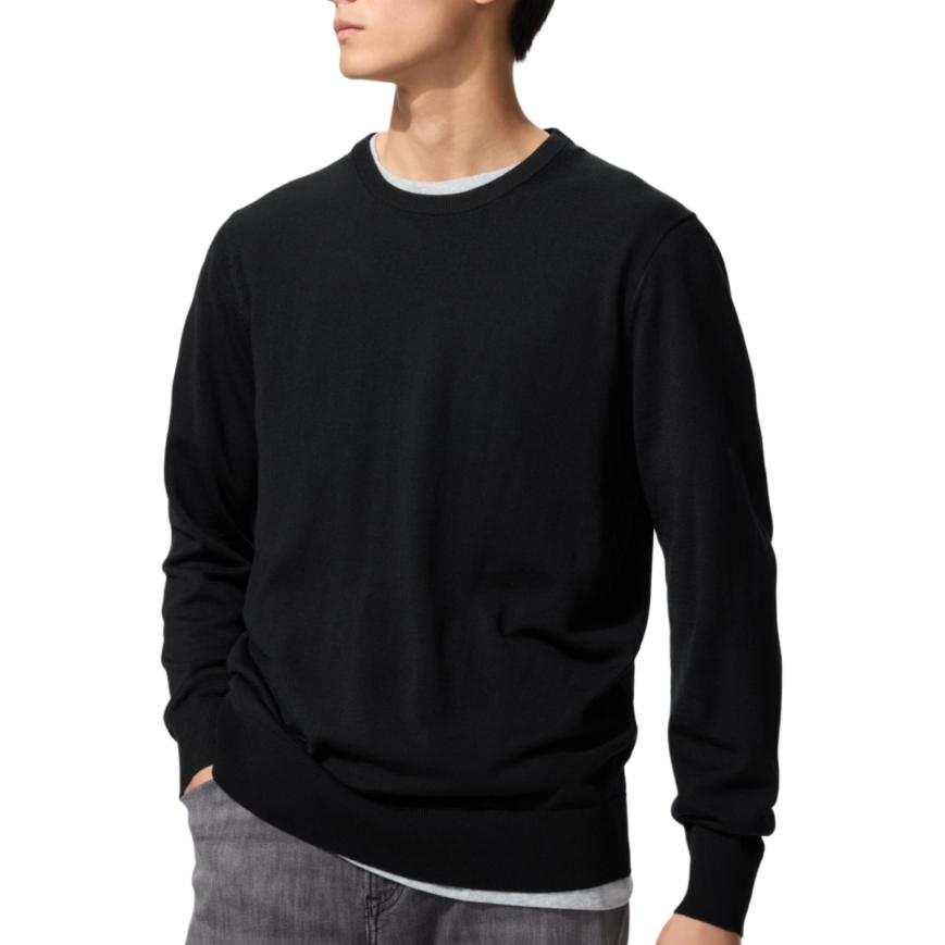 UNIQLO Knitwear Men's Black Crew Neck Moderate Other