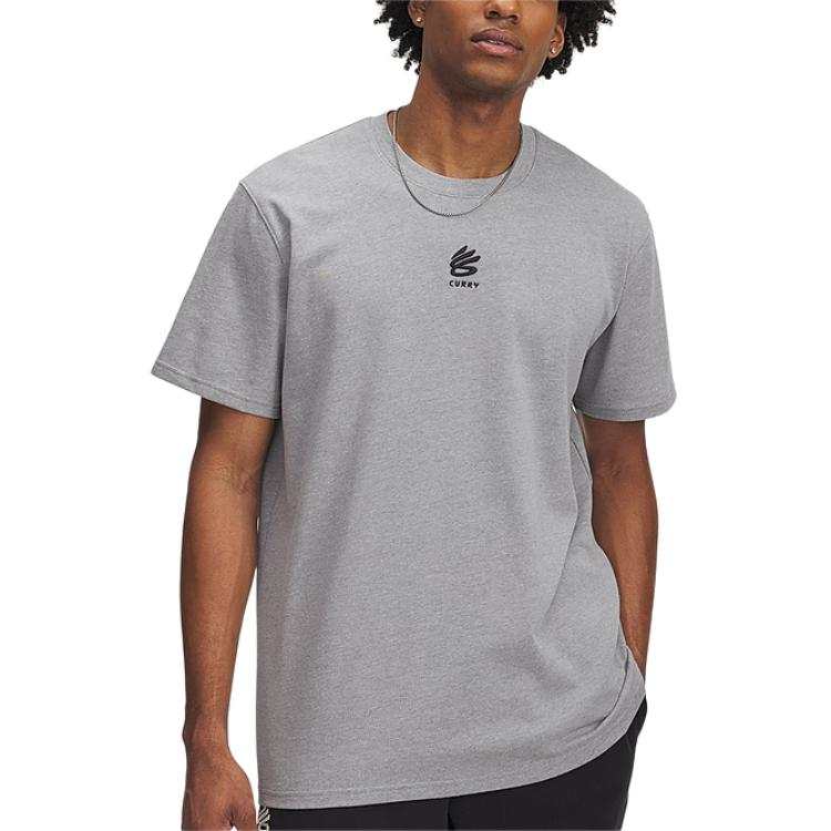 Under Armour T Shirts Men's Gray Crew Neck Moderate