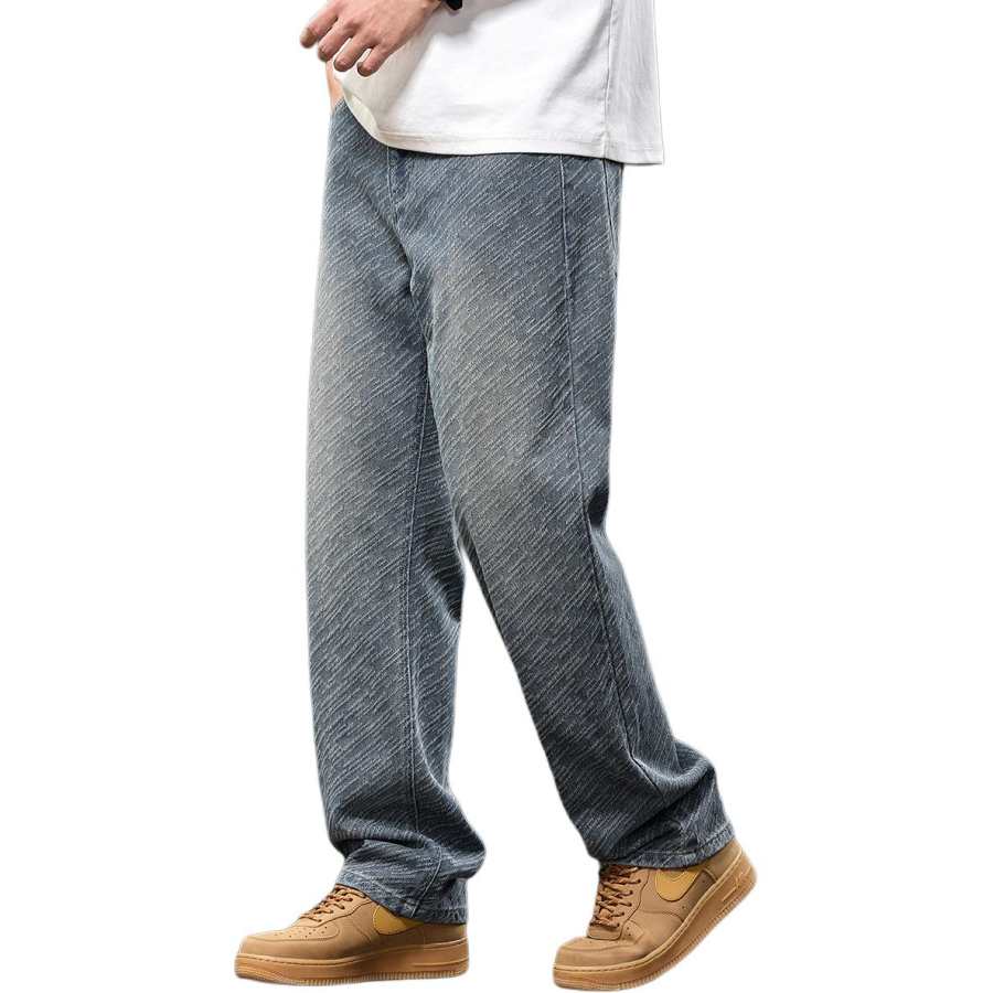 Tonlion Jeans Unisex Vintage Blue Moderate Straight Fit Pants