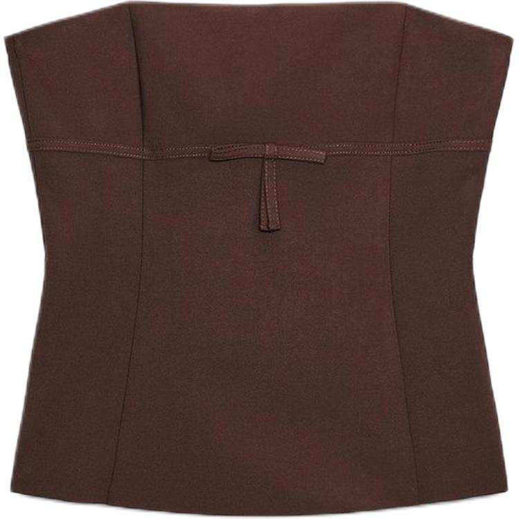 ZARA Strapless Tops Women's Dark Brown Moderate Nipped In Waist
