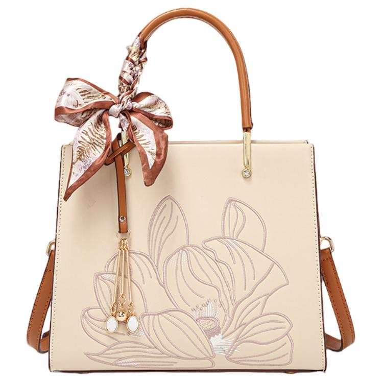 PAYOT Synthetic Leather Shoulder Bag, Crossbody Bag, Handbag Regular Women's Apricot/Burgundy