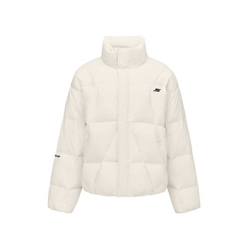 Skechers Down Jackets Unisex Marshmallow White 0074 Stand Collar Moderate
