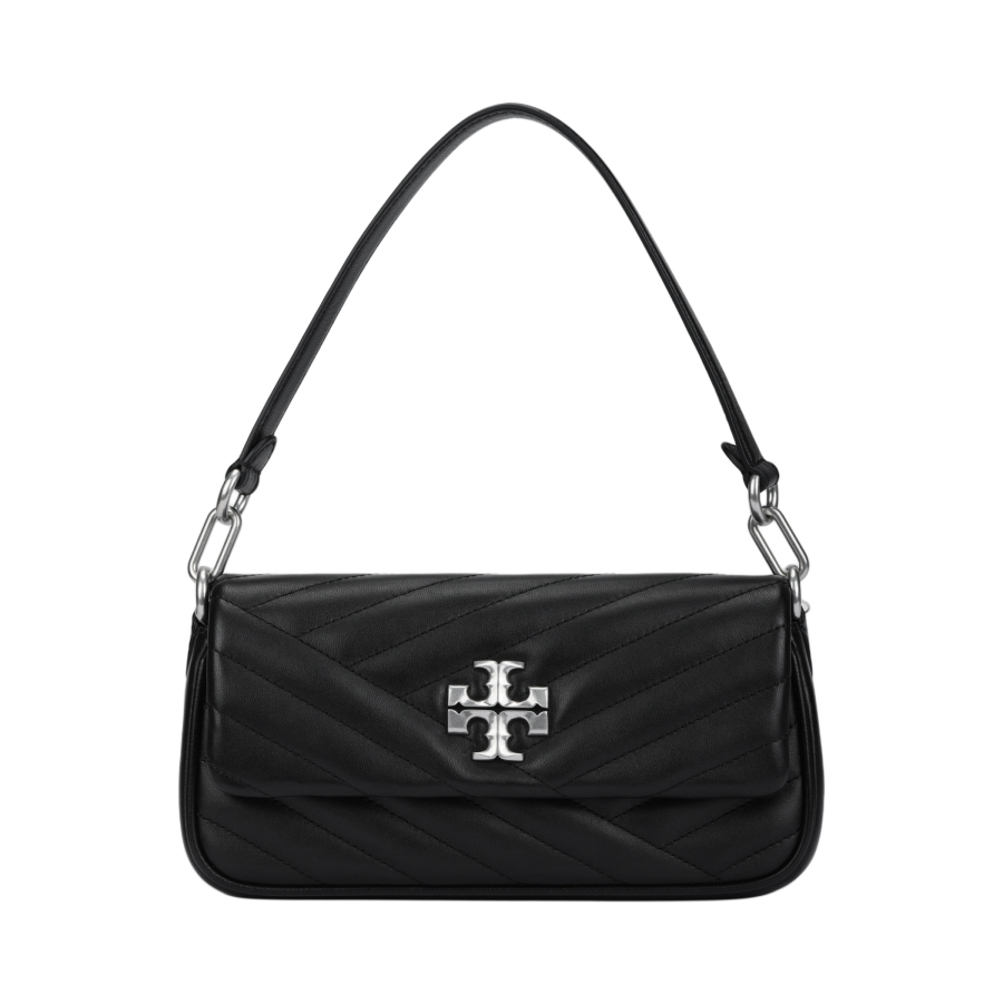 TORY BURCH Kira Leather Shoulder Bag, Baguette Bag, Handbag, Shoulder Bag Small Women's Black